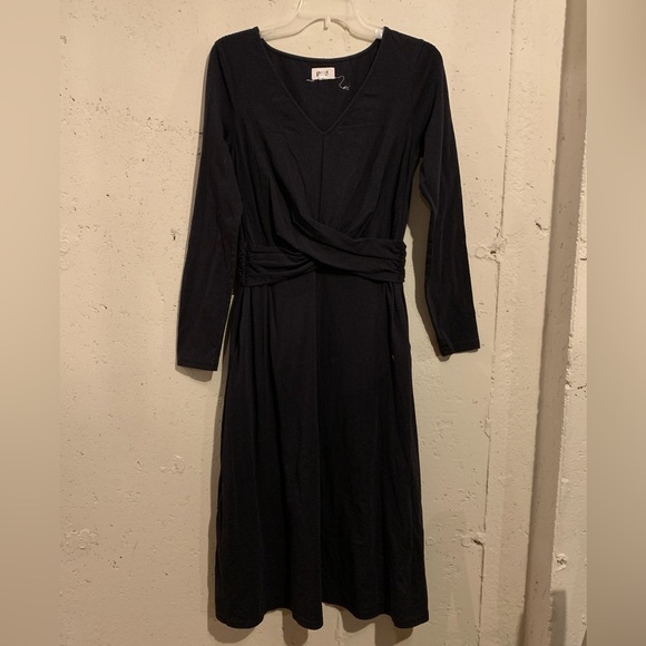 Pact Midi Dress Long Sleeve Revive Wrap V Neck Organic Cotton Minimalist Size M - Picture 2 of 5